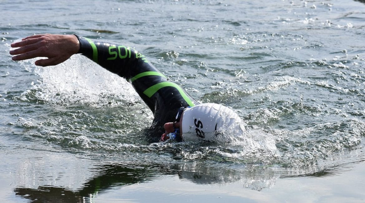 Swimmer in open water